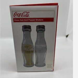 Vintage Coca Cola Collectible 6" Clear Glass Coke Bottle‎ Salt & Pepper Shakers